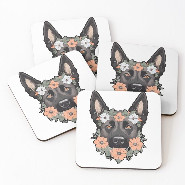 Item preview, Floral Silhouette of a Dutch Shepherd designed and sold by GoodyPaws.