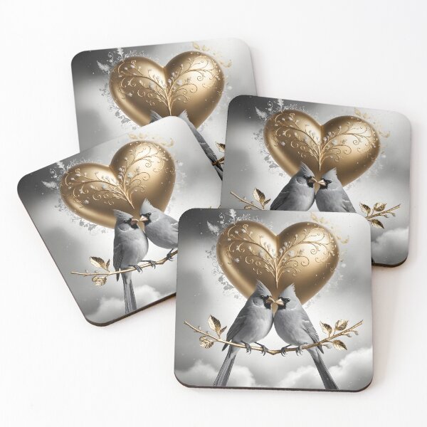 Item preview, Romantic Golden Heart with Cardinals - Elegant Nature Design by LaLi Designs designed and sold by LaLi-Designs.