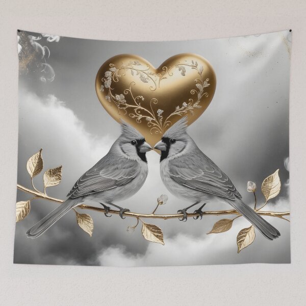 Item preview, Romantic Golden Heart with Cardinals - Elegant Nature Design by LaLi Designs designed and sold by LaLi-Designs.