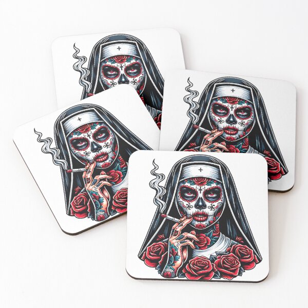 Item preview, Sinister Sugar Skull Nun with Roses designed and sold by yasarstore.