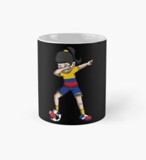 Colombia Dabbing Soccer Girl With Soccer Ball And National Team Flag Football Fan Design Mug