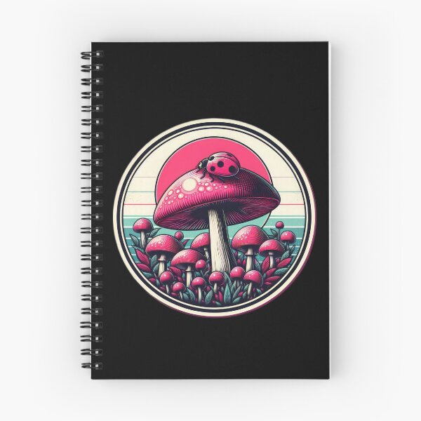 Item preview, Vintage Flowers pink mushroom with ladybug, Vintage ladybug,Mushroom Art,Vintage mushroom designed and sold by Expressions-Sel.