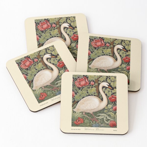 Aperçu de l'œuvre Œuvre botanique du cygne de William Morris créée et vendue par MidCenturyStore.