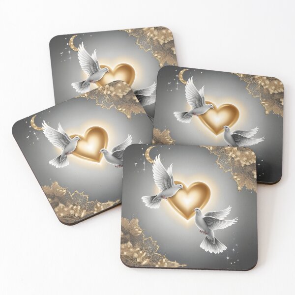Item preview, Romantic Golden Heart with White Doves – Elegant Valentine’s Day Art by LaLi Designs designed and sold by LaLi-Designs.