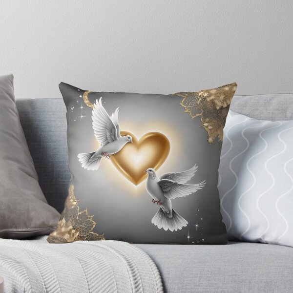 Item preview, Romantic Golden Heart with White Doves – Elegant Valentine’s Day Art by LaLi Designs designed and sold by LaLi-Designs.