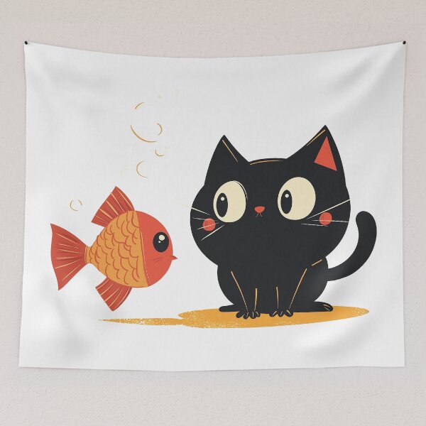 Item preview, Encounter on the Surface: The Fateful Moment of a Cat and Fish designed and sold by studio902.