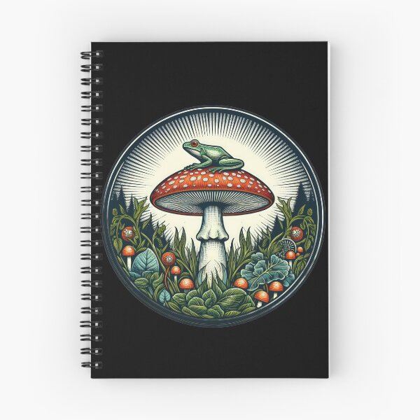 Item preview, Vintage Flowers mushroom with a frog in the forest, Vintage frog,Mushroom Art,Vintage mushroom designed and sold by Expressions-Sel.