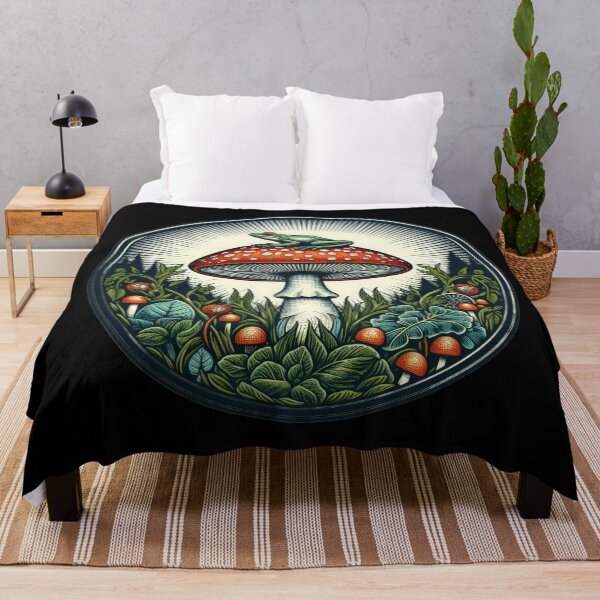 Item preview, Vintage Flowers mushroom with a frog in the forest, Vintage frog,Mushroom Art,Vintage mushroom designed and sold by Expressions-Sel.