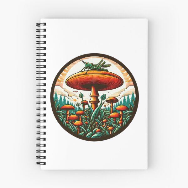 Item preview, Vintage Flowers orange mushroom with grasshopper, Vintage grasshopper,Mushroom Art,Vintage mushroom designed and sold by Expressions-Sel.
