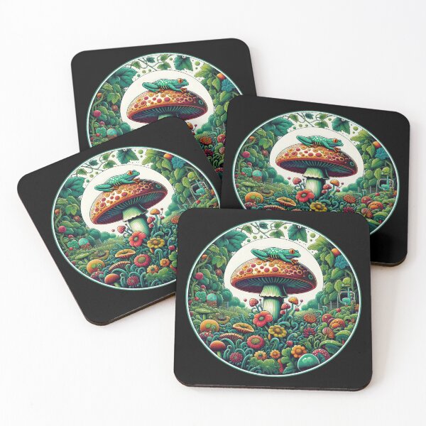 Item preview, Vintage Flowers mushroom with a frog with flowers, Vintage frog,Mushroom Art,Vintage mushroom designed and sold by Expressions-Sel.