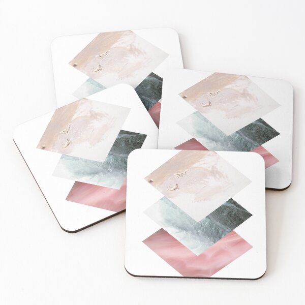 Item preview, Abstract Square - cream gold emerald coral designed and sold by LiskoDesign.