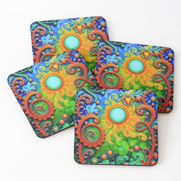 Item preview, Vibrant Psychedelic Sun Art - Abstract Patterns and Flowers designed and sold by ArtMorphStudio.
