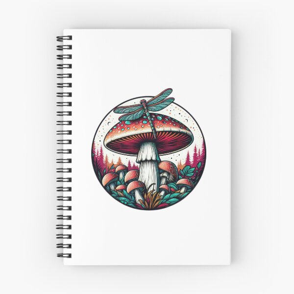 Item preview, Vintage Flowers large mushroom with dragonfly, Vintage dragonfly,Mushroom Art,Vintage mushroom designed and sold by Expressions-Sel.