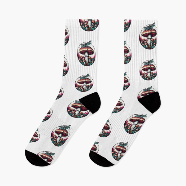 Item preview, Vintage Flowers large mushroom with dragonfly, Vintage dragonfly,Mushroom Art,Vintage mushroom designed and sold by Expressions-Sel.