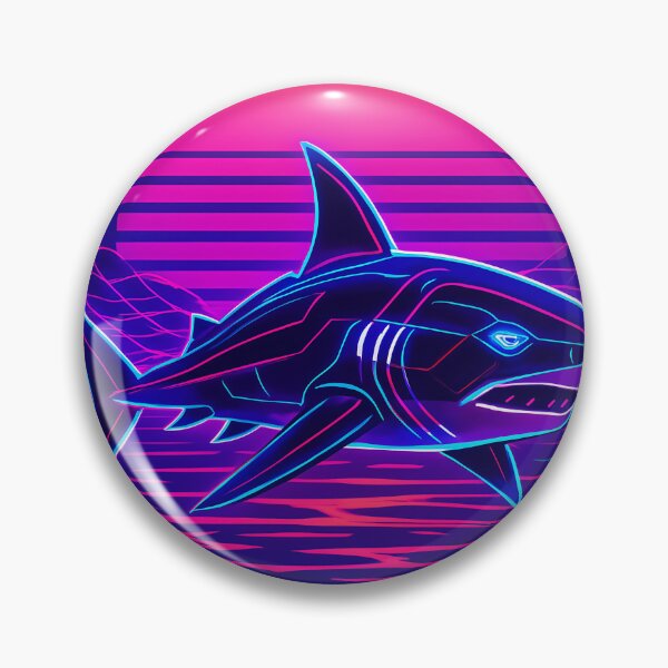 Item preview, Neon Synthwave Shark – Futuristic Ocean Predator designed and sold by Pixel Paws & Plays.