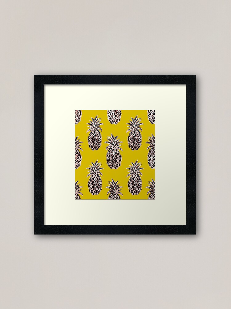 Alternate view of Gold Pineapples on Mustard yellow Framed Art Print