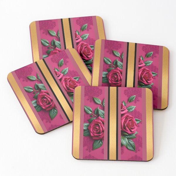 Item preview, Gold Striped Fuchsia Damask & Roses designed and sold by DesignsByPrnces.