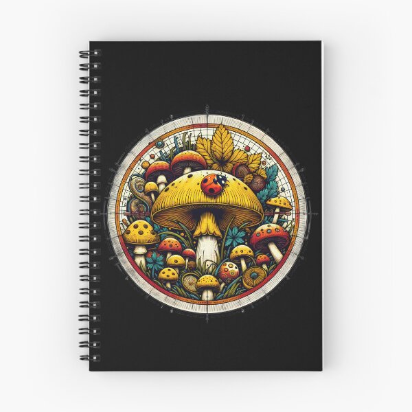 Item preview, Vintage Flowers yellow large mushroom with ladybug , Vintage ladybug,Mushroom Art,Vintage mushroom designed and sold by Expressions-Sel.