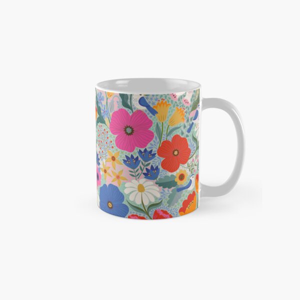 Maxi Summer Floral with birds - cute pattern by Cecca Designs Classic Mug