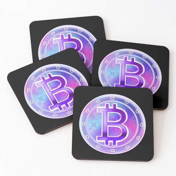 Item preview, Bitcoin symbol, silhouette art, Bitcoin money symbol, Bitcoin sign in purple, pink, and turquoise designed and sold by katecheerycake.