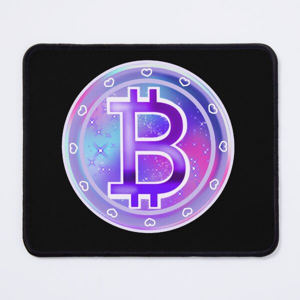 Item preview, Bitcoin symbol, silhouette art, Bitcoin money symbol, Bitcoin sign in purple, pink, and turquoise designed and sold by katecheerycake.