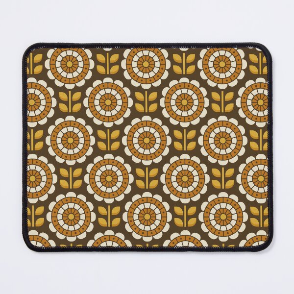 Item preview, KF 0366 D - Vintage Retro Daisy 70s Floral Pattern in Orange Yellow Brown designed and sold by KhakiFinch.
