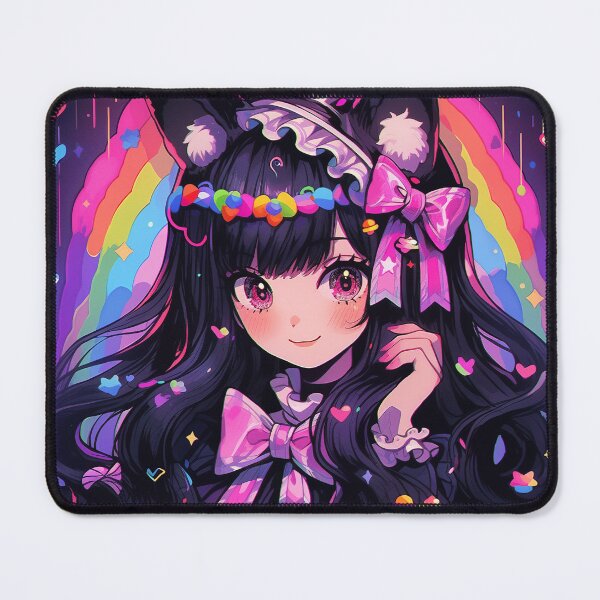 Item preview, Rainbow Neko Anime Girl designed and sold by bubblegoth.