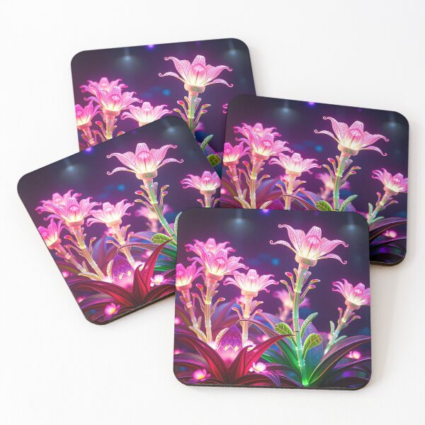 Item preview, Futuristic Glowing Flowers – Cyberpunk Botanical Art designed and sold by FusionCipher.