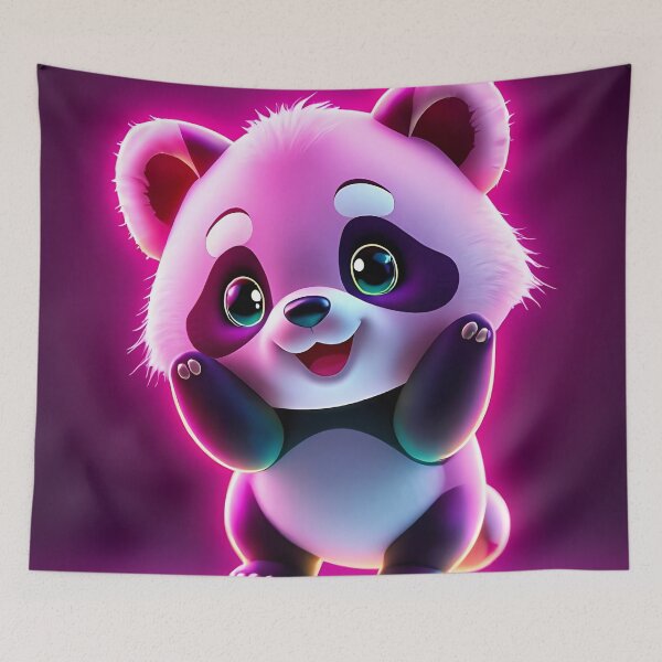 Item preview, Cute Glowing Neon Panda – Adorable Digital Art designed and sold by FusionCipher.