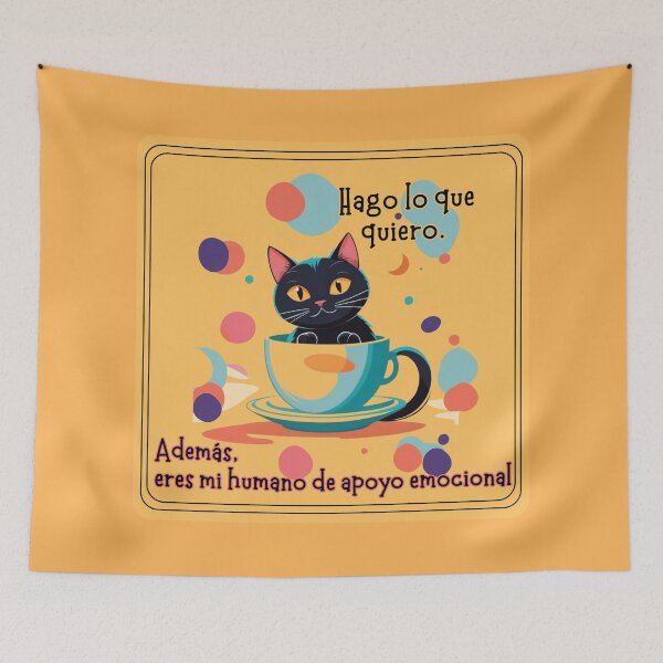Item preview, Gato rebelde con taza de café. Diseño para Amantes de los Gatos designed and sold by FreeSoulLab.