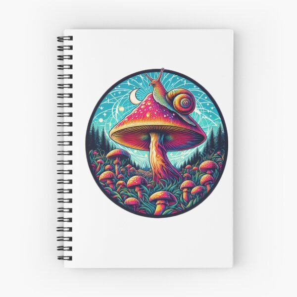 Item preview, Vintage Flowers colorful mushroom with snail in the forest, Vintage snail ,Mushroom Art,Vintage mushroom designed and sold by Expressions-Sel.