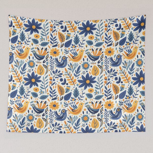 Item preview, Colorful Boho Scandinavian Hygge Folk Art Wildflowers Whimsical Pattern designed and sold by BWDecorPattern.