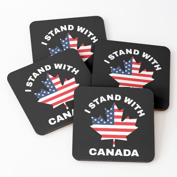 Item preview, I Stand With Canada - Bold Maple Leaf & American Flag Inlay Design - USA Supports Canada Rejecting 51st State Idea - Unity & Patriotism Graphic designed and sold by Prints-N-Tees.