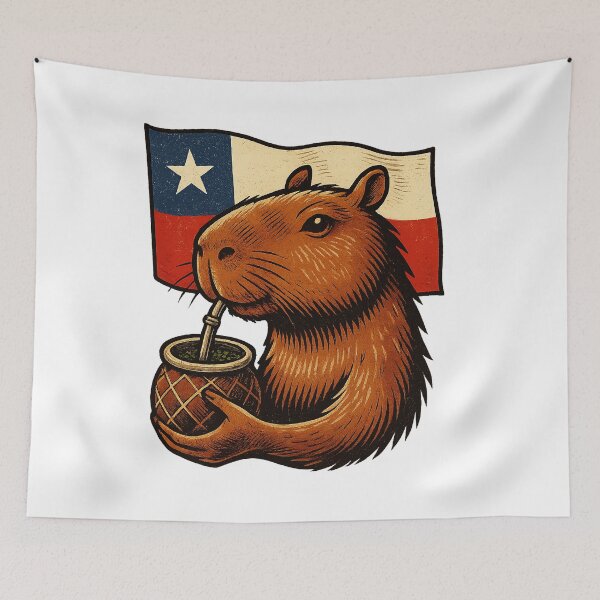 Item preview, Funny Capybara Drinking Mate with Chile Flag – Cool South American Vibes designed and sold by flamini.