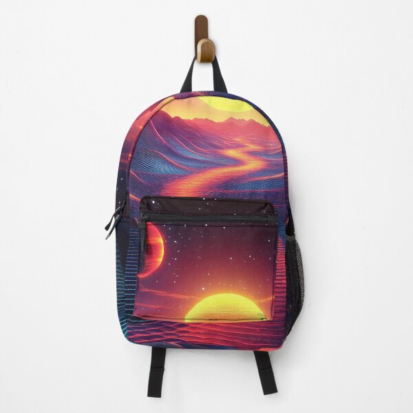 Item preview, Neon Line Art Landscape with Sun, Moon and River designed and sold by Man-Made-Art.