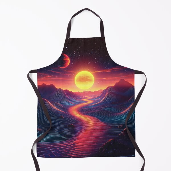 Item preview, Neon Line Art Landscape with Sun, Moon and River designed and sold by Man-Made-Art.