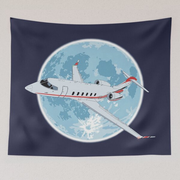 Item preview, Bombardier Challenger 350 Jet Night Flight Full Moon designed and sold by skye-studio.