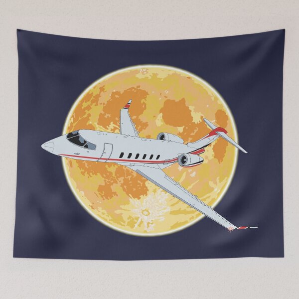 Item preview, Bombardier Challenger 350 Jet Night Flight Full Moon designed and sold by skye-studio.