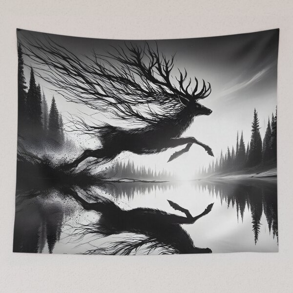 Item preview, Running Deer Reflection, Ai Generated Art  designed and sold by ACC .