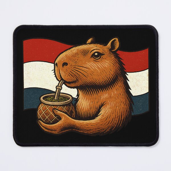 Item preview, Cute Capybara Drinking Mate with Paraguay Flag – Fun Yerba Design designed and sold by flamini.