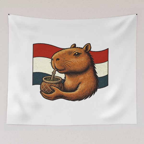 Item preview, Cute Capybara Drinking Mate with Paraguay Flag – Fun Yerba Design designed and sold by flamini.