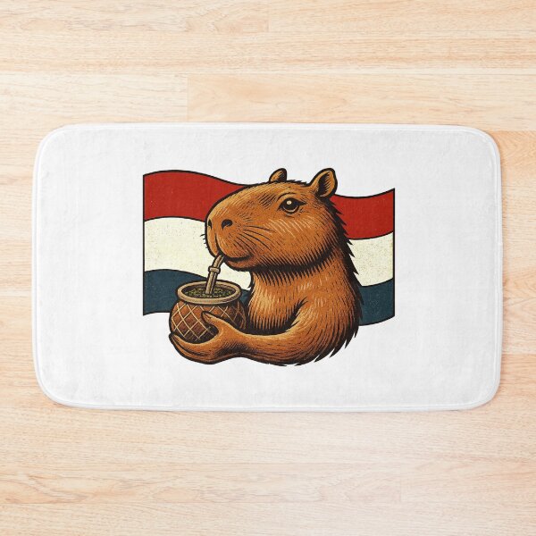Item preview, Cute Capybara Drinking Mate with Paraguay Flag – Fun Yerba Design designed and sold by flamini.