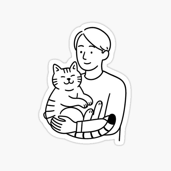 Aperçu de l'œuvre homme tenant un chat créée et vendue par OrangeLineDesigns.