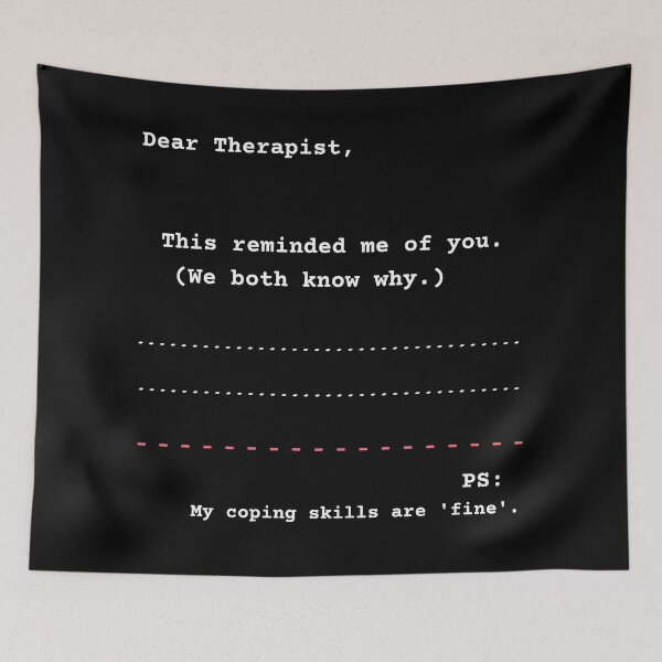 Artikelvorschau, Postkarte „Lieber Therapeut“ – Geschenk zur psychischen Gesundheit mit schwarzem Humor für Berater (Trend 2025) entworfen und verkauft von BrushRushX.