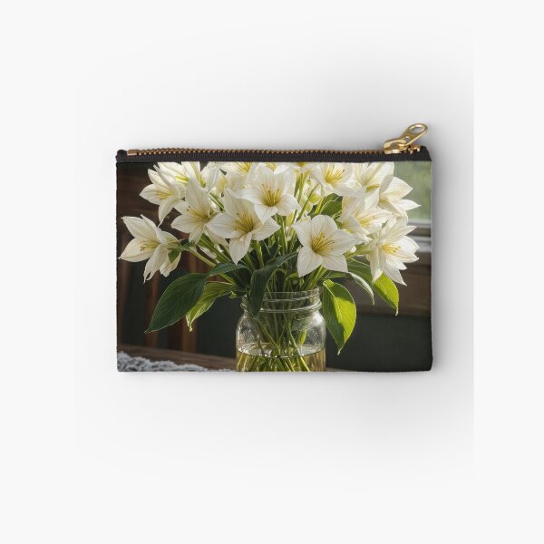 Item preview, White Trillium Bouquet On a Lace Doily designed and sold by Maria Dryfhout.