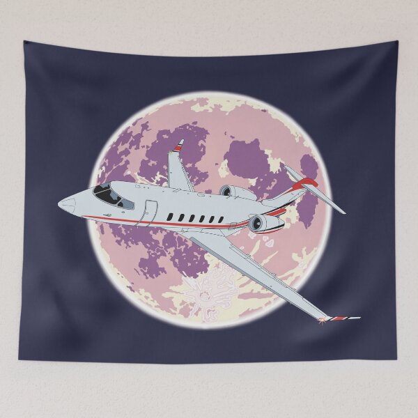 Item preview, Bombardier Challenger 350 Jet Night Flight Full Moon designed and sold by skye-studio.