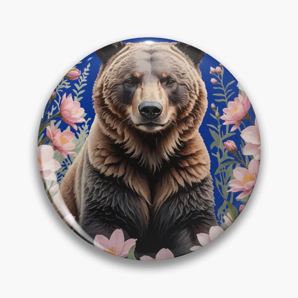 Item preview, A Brown Bear Surrounded By Pink Bitterroot Flowers designed and sold by taiche.