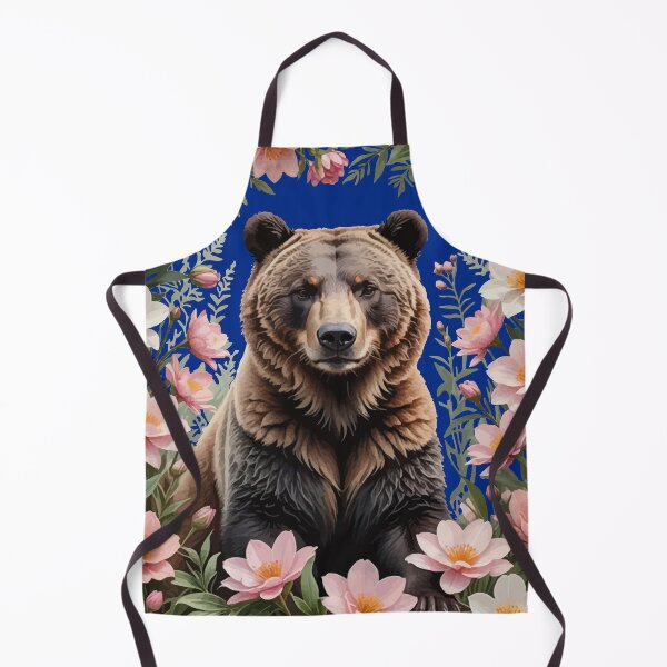Item preview, A Brown Bear Surrounded By Pink Bitterroot Flowers designed and sold by taiche.