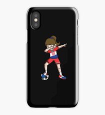 Croatia Dabbing Soccer Girl With Soccer Ball And National Team Flag Football Fan Design iPhone Case
