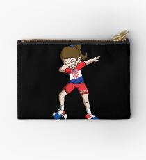 Croatia Dabbing Soccer Girl With Soccer Ball And National Team Flag Football Fan Design Studio Pouch